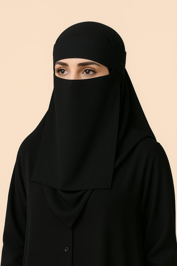 Black Hijab & Tie Up Forehead Face Niqab